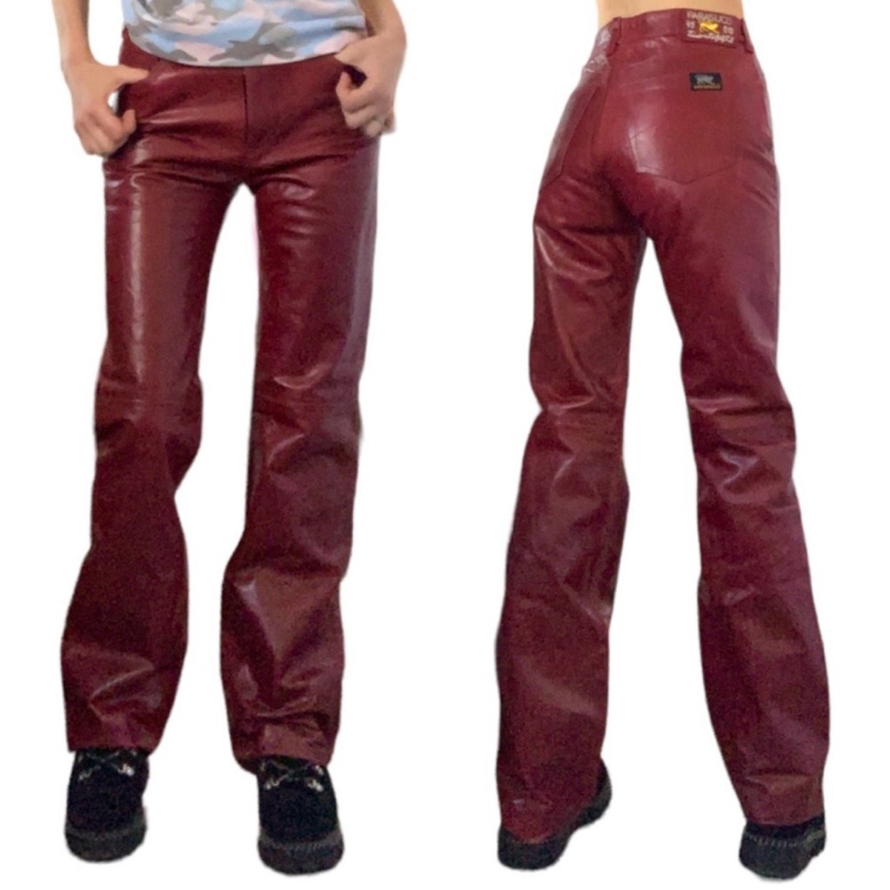 NWT vintage Parasuco Black Leather Pants sizes 24, 25 - Picture 5 of 7